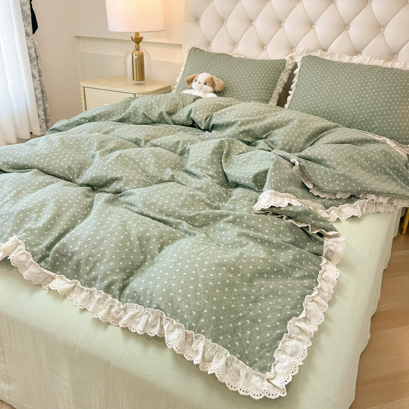 レース小レース-抹茶ボボ【スーパーソフトウォッシュコットン/柔らかく肌に優しい・毛玉になりにくい】