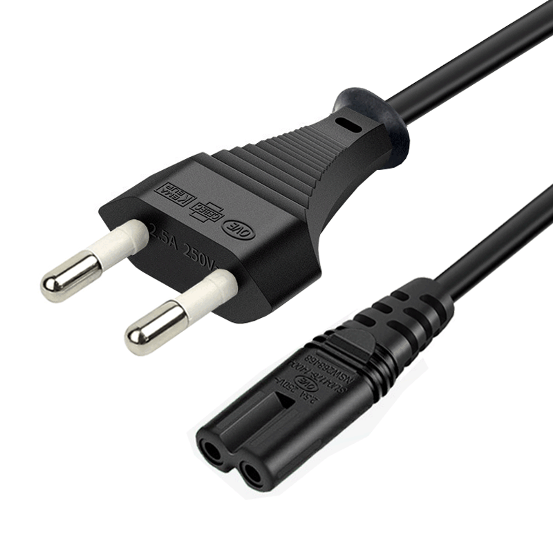 Wholesale South Korea two plug 8 tail power cord Korean gauge two core 2*0.75 square AC line 8 tail pure copper wire