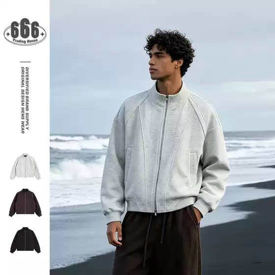 MAOQIAOYI American Casual Streetwear Stand Collar Sports Jacket for Men Casual Sweatshirt Coat W26180