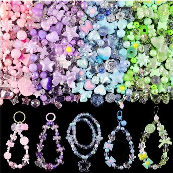 Cute Bow Five-Pointed Star Acrylic Beads DIY Mobile Phone Chain Necklace Lanyard Beads Loose Beads Accessories Wholesale