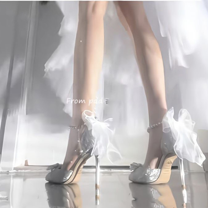 Adult Ceremony 18-year-old High Heels Female Students Stiletto Crystal Shoes Temperament Princess Giving Girlfriend Adult Ceremony Birthday Gift