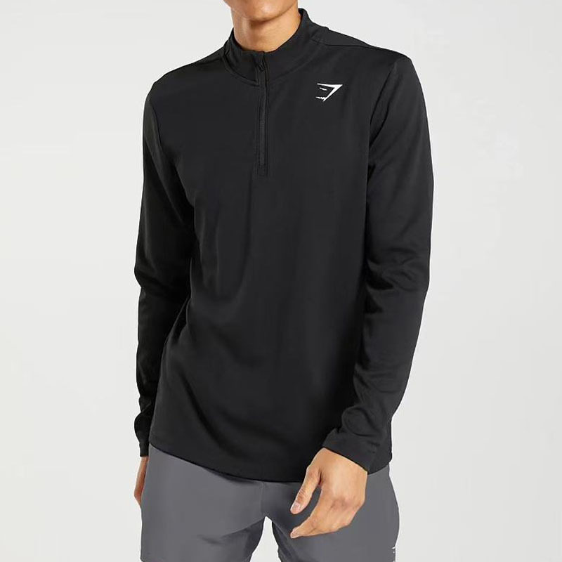 Gymshark arrival zip с длинным рукавом для фитнеса, спортивные быстросохнущие брюки с длинными рукавами и воротником-стойкой на молнии для мужчин Изображение 1