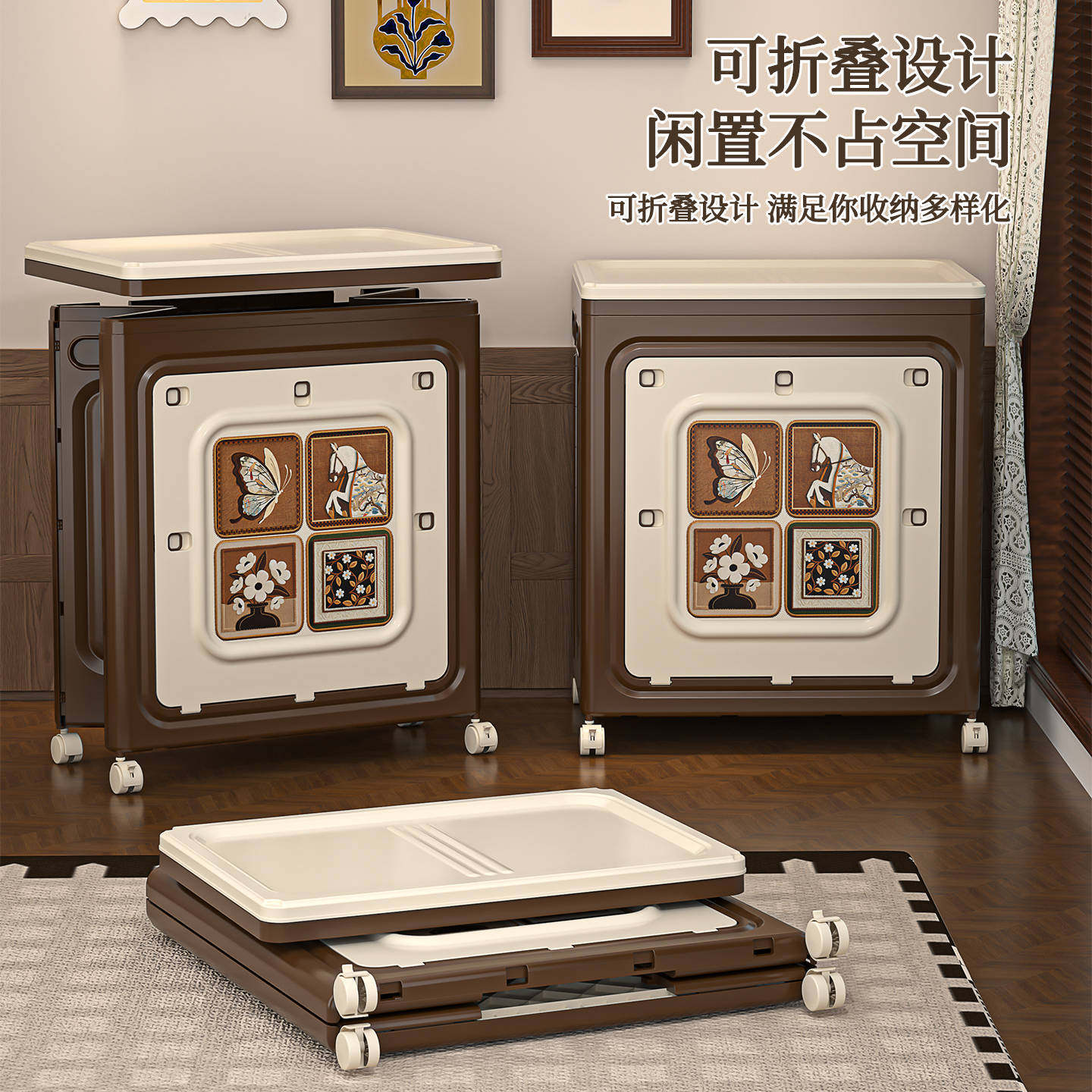 [Carefully Selected]Large Capacity Foldable Storage Box for Vintage Style Clothes, Quilts, Toys, and Snacks