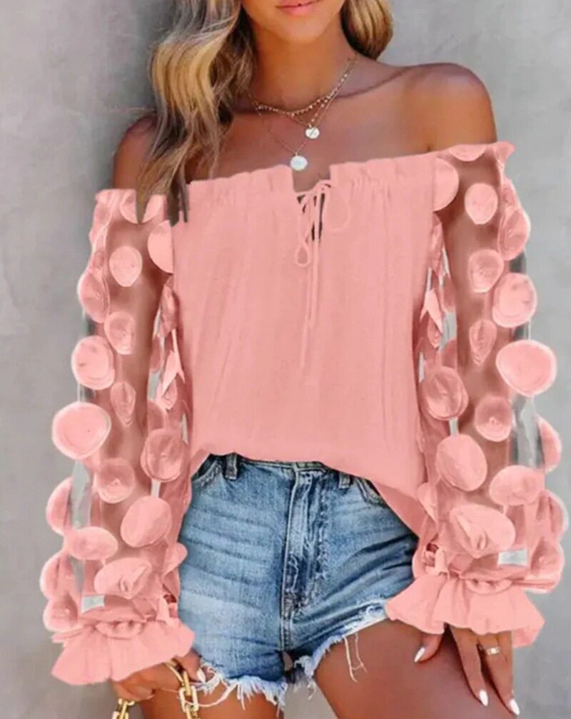 Off Shoulder Floral Top Summer Style Elegant Design Comfortable Fit Perfect for Casual Outings Wholesale Available