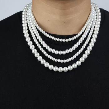 Cross-Border Hot Selling French Imitation Pearl Necklace, Simple Pearl Necklace for Boys and Girls, Fashionable Daily Versatile Clavicle Chain