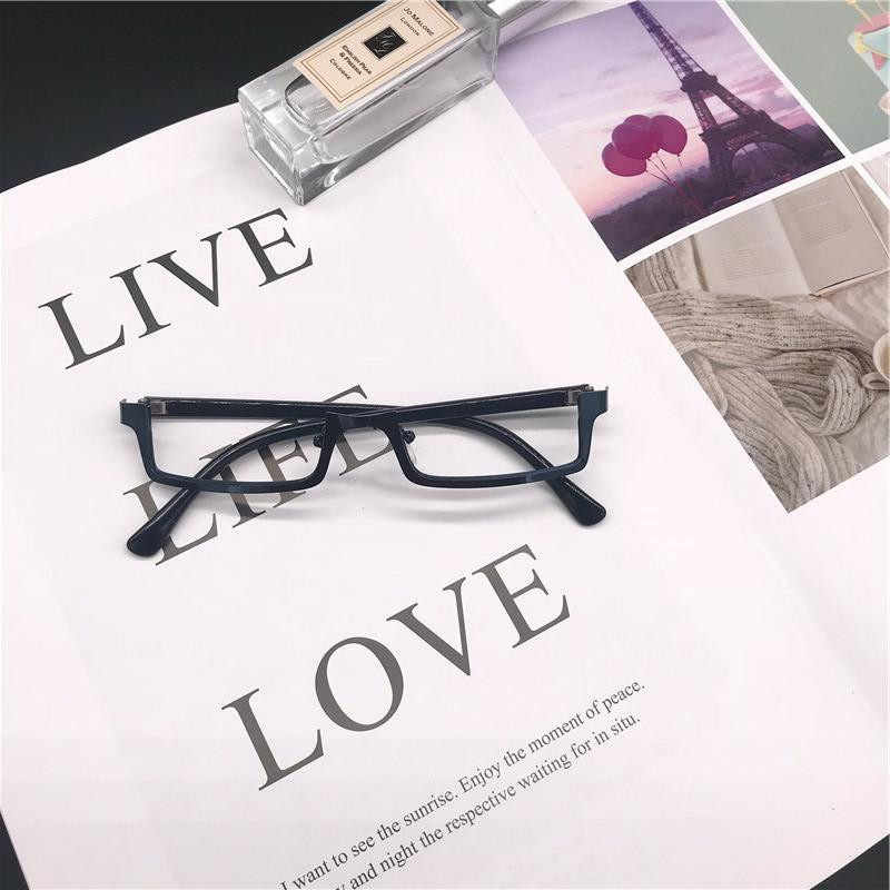 Anime COS Japanese Soft Girl Black Square Oval Half-Frame Glasses Metal Selfie Second Dimension Lower Half-Frame Glasses Frame