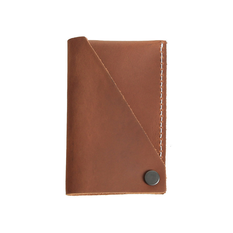 Men's Personalized First-Layer Cowhide Card Bag, Simple Genuine Leather Card Holder, Retro Bank Card Bag, Two-In-One Storage Bag