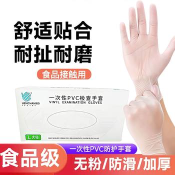 Disposable Pvc Gloves Food Grade Special Powder-Free Labor Protection Housework Cleaning Beauty Waterproof and Oil-Proof Source Factory