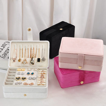 Jewelry Box Velvet Large Capacity High-End Exquisite Jewelry Storage Box Ring Earrings Ear Stud Box Accessible Luxury Antioxidant