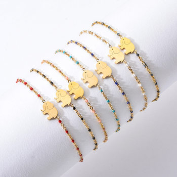 Cross-border European and American fashion Bohemian stainless steel bracelet female creative elephant color rice beads bracelet rope does not fade