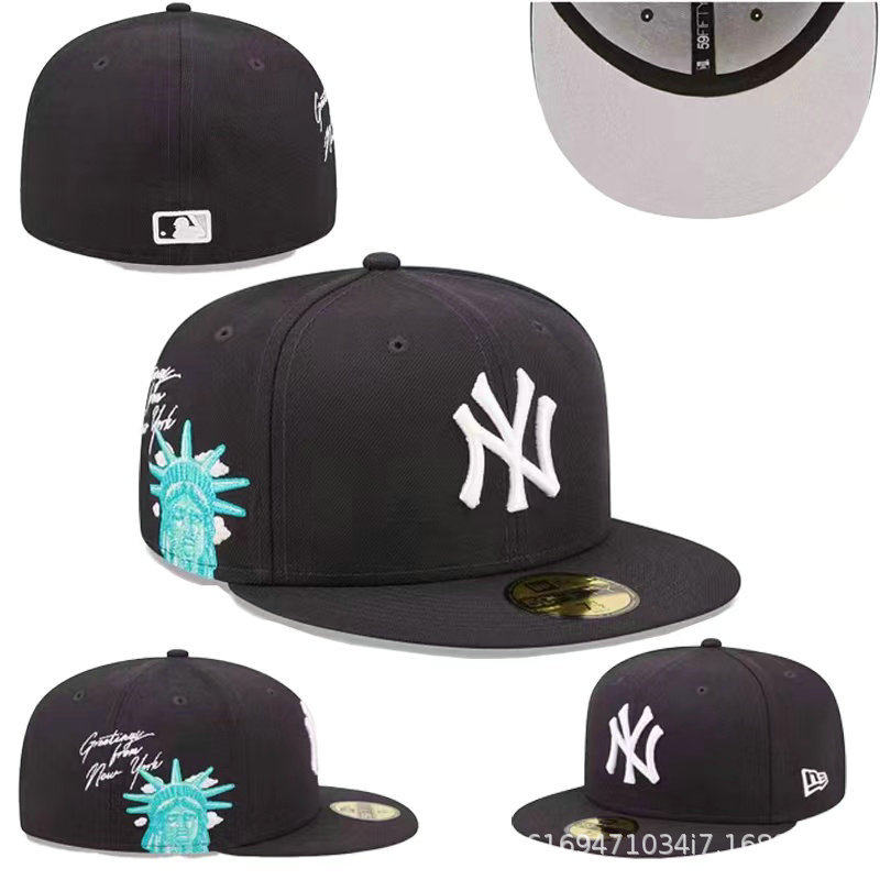 2024 new baseball cap NY fully enclosed plus size outdoor sunshade embroidered cap non-adjustable letter hat
