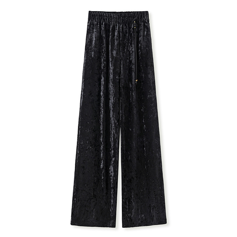 Quần dài nữ cạp cao ống rộng nhung tăm dáng suông thoải mái — Jade Black (Giao hàng ngay hôm nay), Jade Black (Giao hàng trong 7 ngày), Màu mơ sữa (cấp ngay trong ngày), Màu mơ sữa (giao hàng trong 7 ngày)