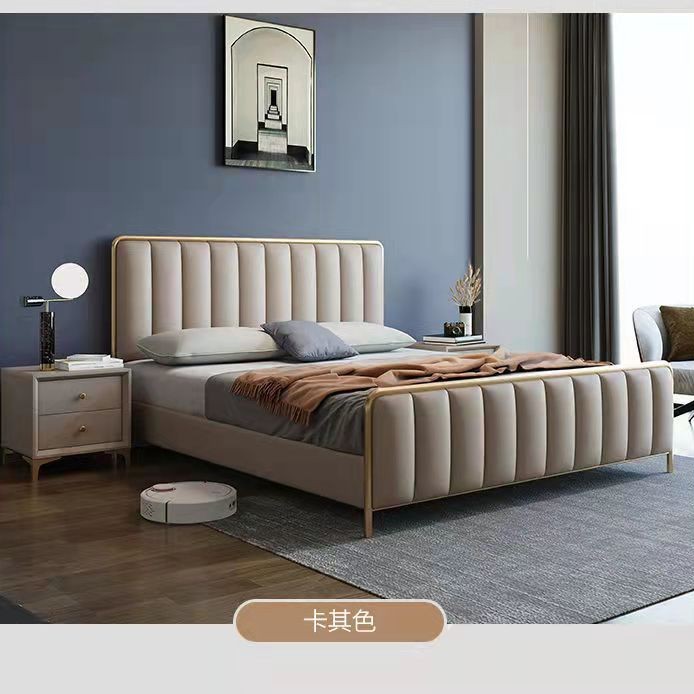 真皮床现代简约风格直销轻奢皮艺床现代简约软体床双人主卧婚床