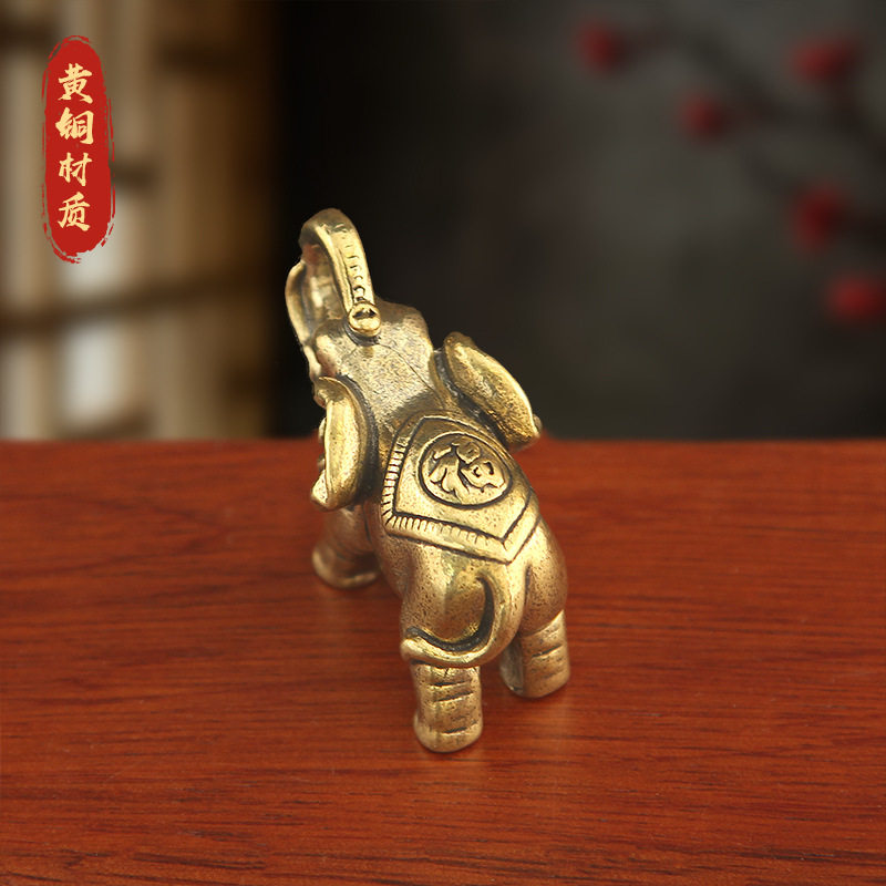 Brass Fortune Elephant Elephant Elephant Solid Ornaments Vintage Office Tea Table Antique Bronze Fortune Elephant Metal Decorations
