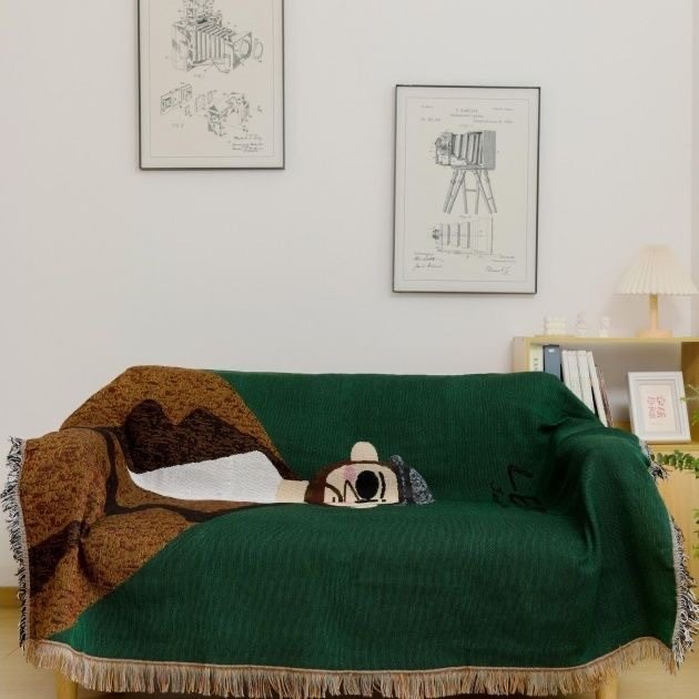 Cartoon Uncle and Loli Cover All Seasons Multifunctional Thread Blanket Sofa Towel Camping Picnic Essential Equipment