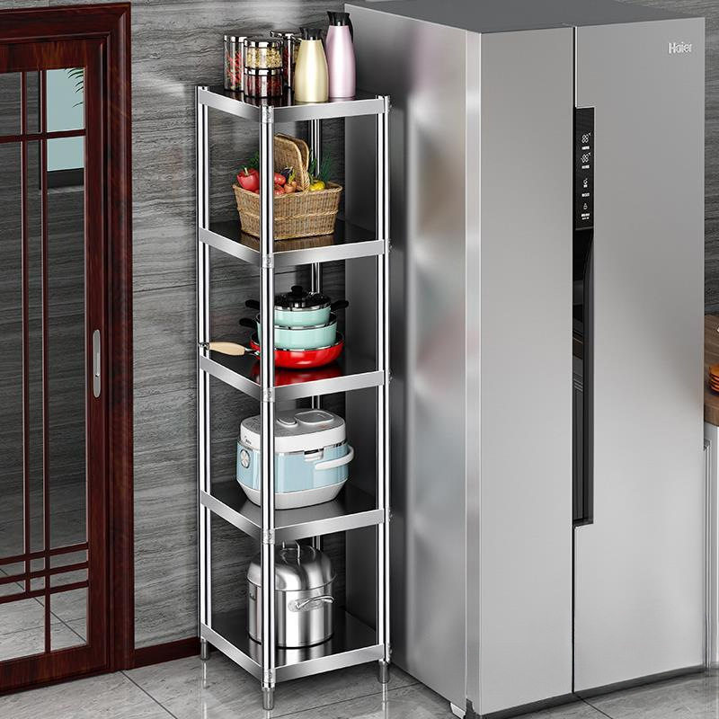 Stainless Steel Kitchen Sandwich Rack Floor-Standing Multi-Layer Household Microwave Storage Multi-Function Oven Pot Rack