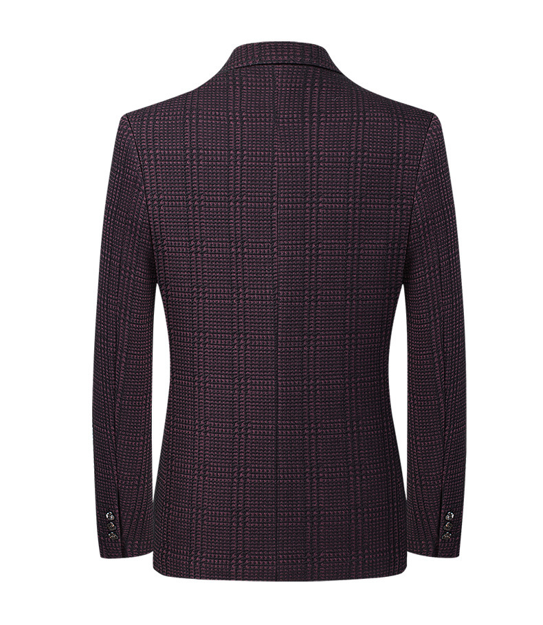 Áo blazer nam dáng ôm vải co giãn thêu họa tiết — Màu đen, Màu cà phê, Màu đỏ