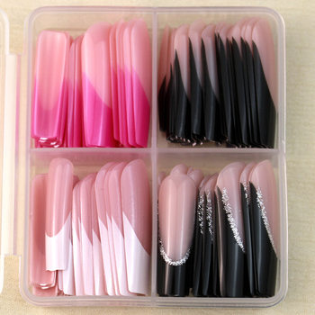 Wearing a piece rectangular water pipe a piece cross-border four-grid naked powder French nail piece 96 ins wind in stock wholesale