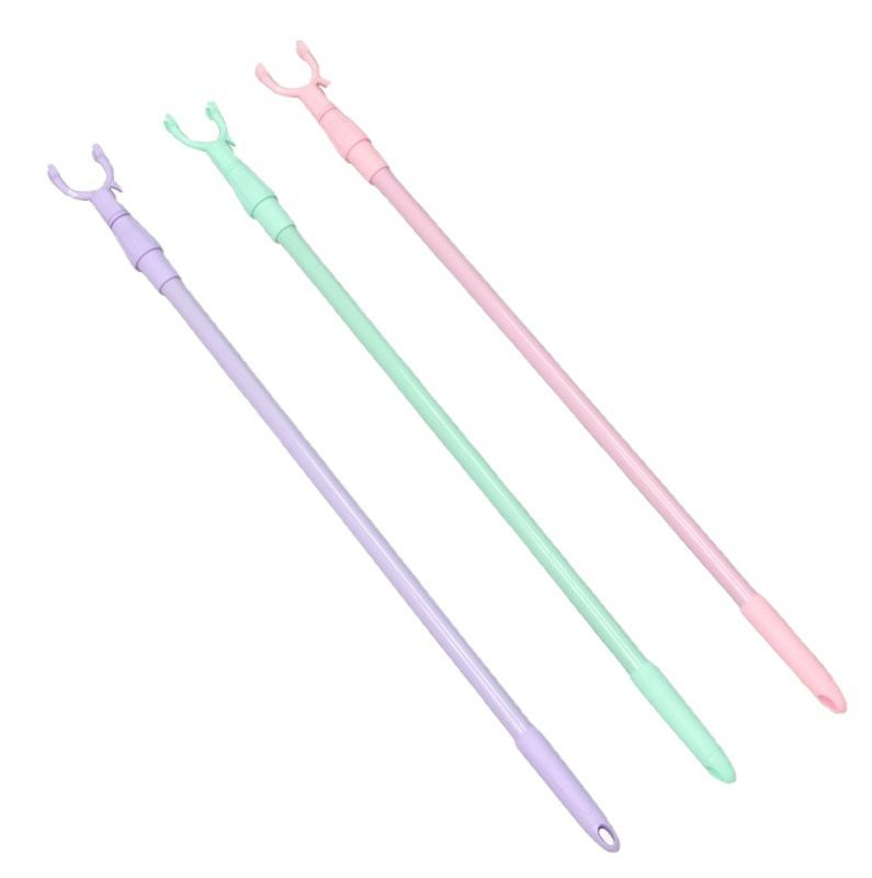 Retractable Clothes Drying Fork Balcony Clothes Fork Clothes Drying Pole Portable Clothes Pole Clothes Fork Wholesale Pure Color Plastic Pick Pole