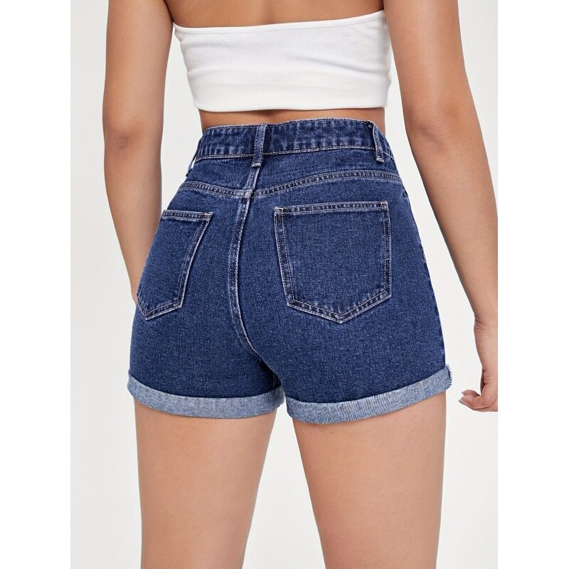 Womens Fashion Cuffed Denim Shorts Casual Straight Fit Spring Summer Style Wholesale Available