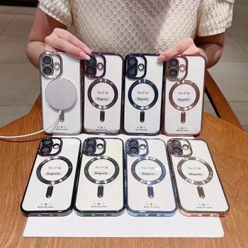 Electroplated cd pattern mobile phone case suitable for iphone17 plus magnetic wireless charging tpu anti-wrestling mobile phone case