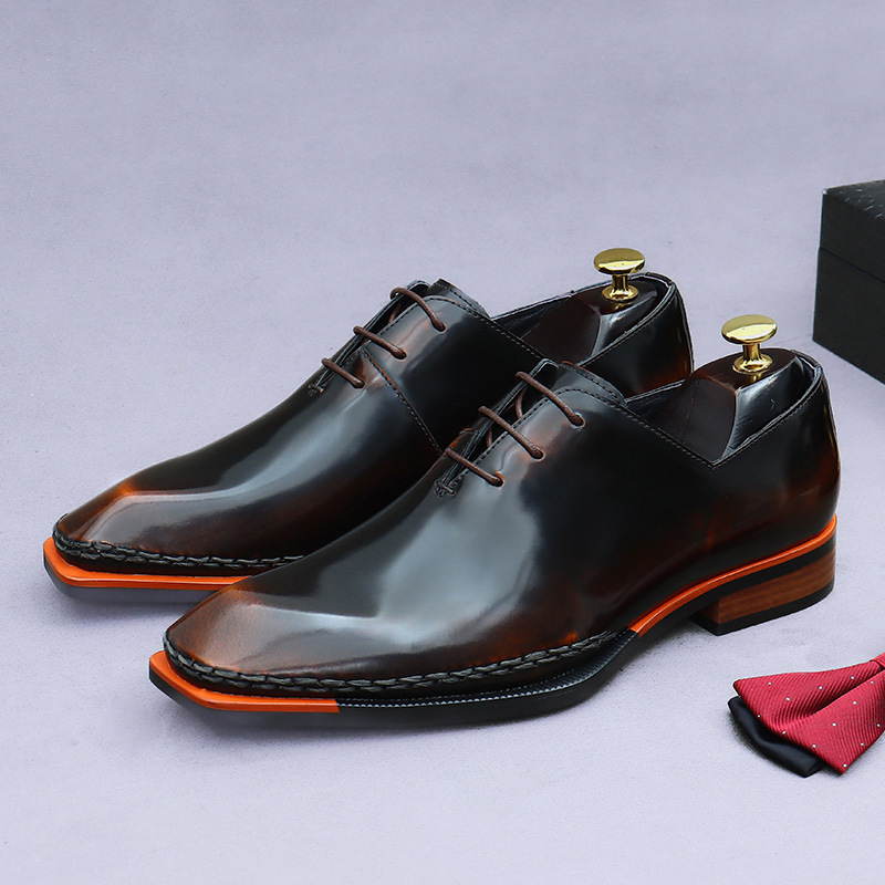 Giày Oxford nam da bò bóng kiểu Anh buộc dây — Màu đen, Màu nâu