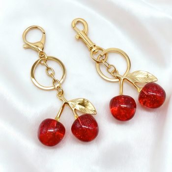 Cross-Border Creative Alloy Cherry Keychain Simulation Fruit Girl High-Value Bag Pendant Small Jewelry Wholesale
