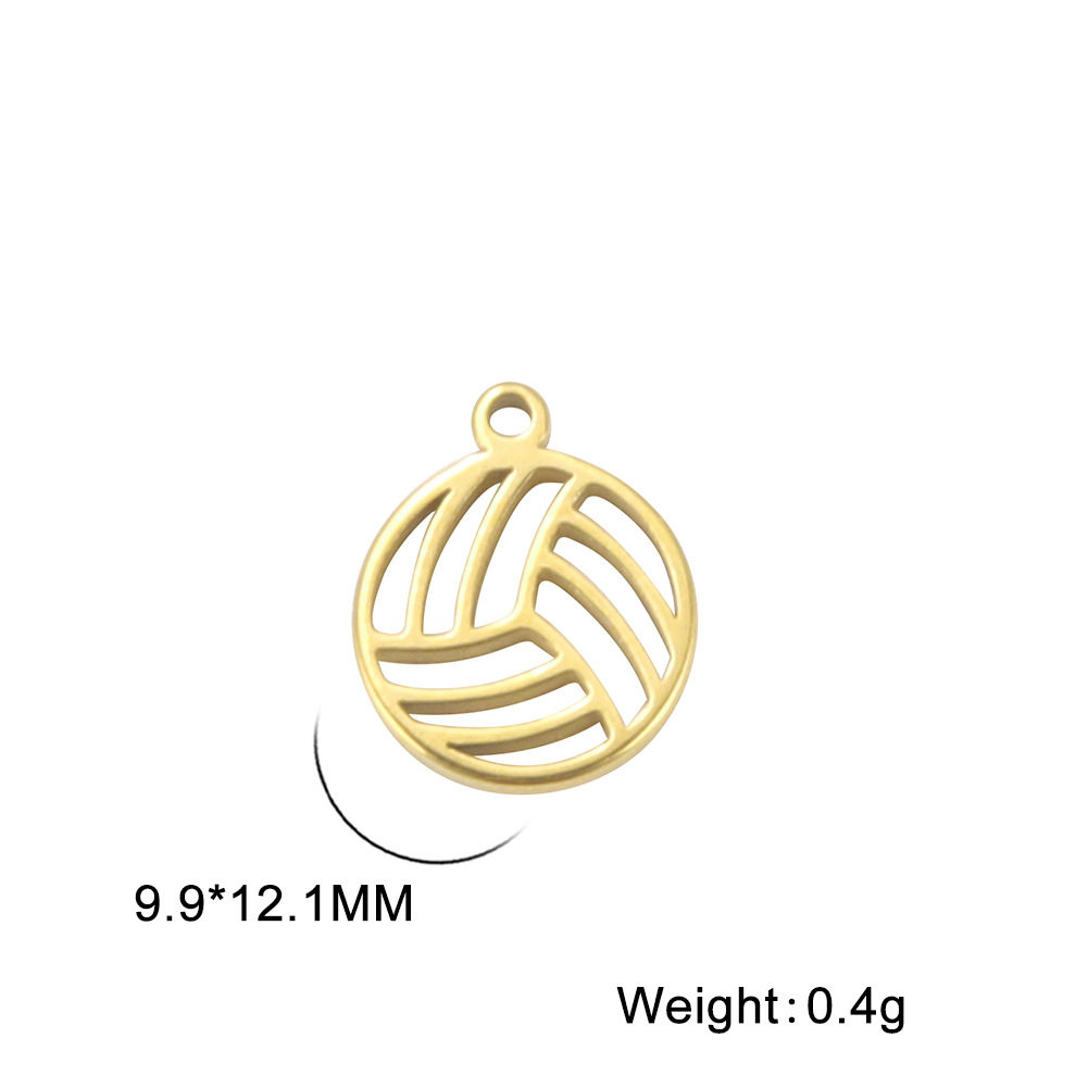 Europe and the United States cross-border personality new cutting stainless steel slide volleyball pendant gold basketball pendant factory outlet