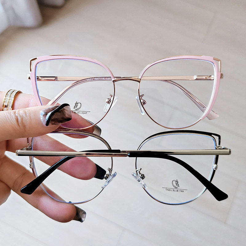Business Hollow Eyebrow Fashion Anti-Blue Light Flat Mirror Metal Nearby Frame Retro Optical Frame