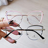 Business Hollow Eyebrow Fashion Anti-Blue Light Flat Mirror Metal Nearby Frame Retro Optical Frame