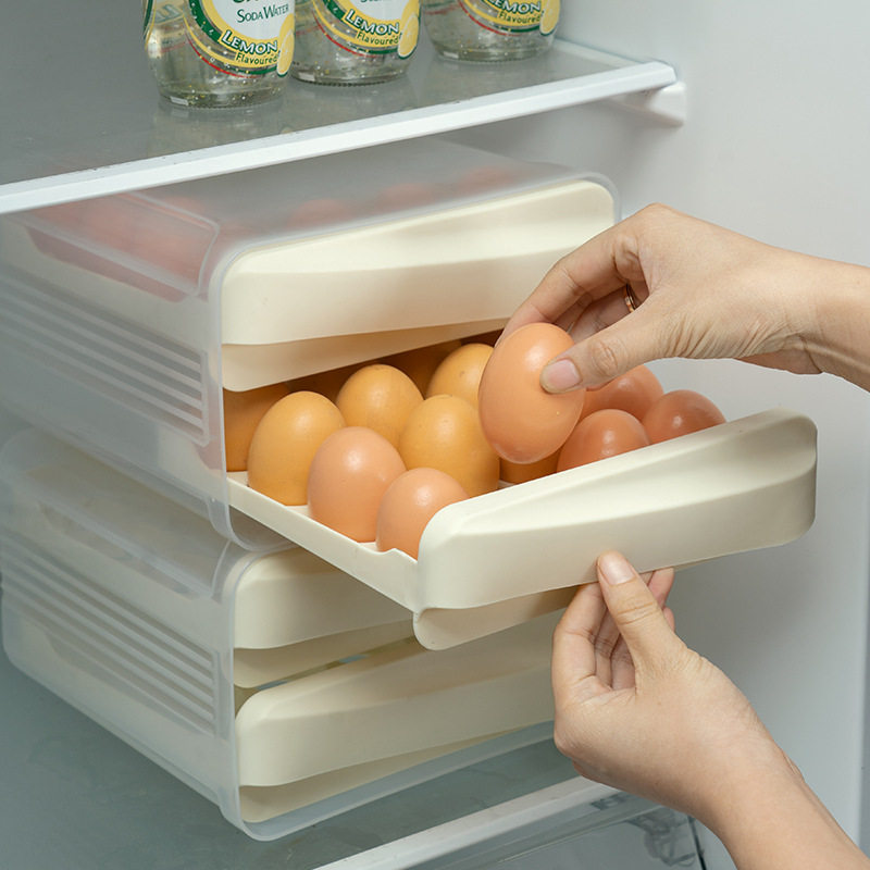 Kitchen Double-layer Egg Storage Box Egg Holer Drawer-type Egg Finishing Rack Household Refrigerator Special Egg Box