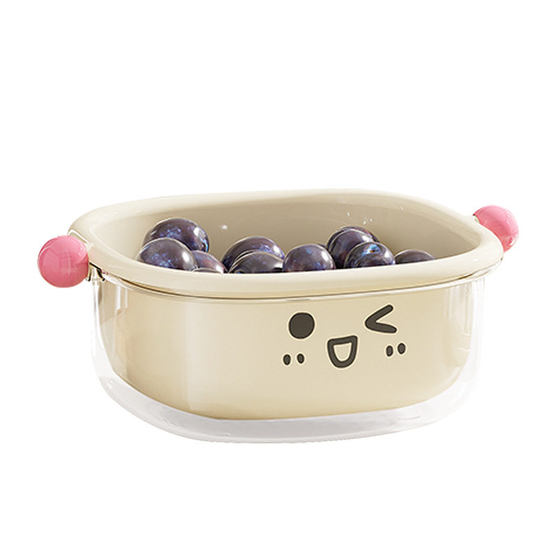 Dopamine Double-Layer Drain Basket New Kitchen Home Living Room Coffee Table Large Fruit Plate Inverted Cover Dust-Proof Vegetable Basin