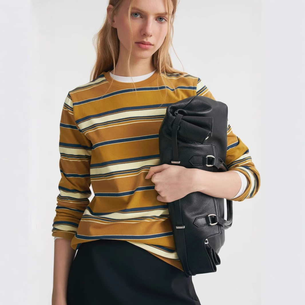 Striped Long Sleeve T Shirt for Women Casual Loose Fit Slimming Design Autumn Collection Wholesale Available