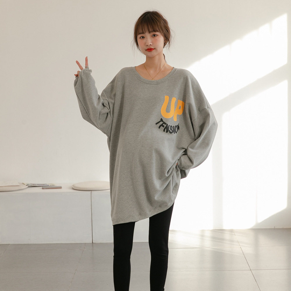 Spring New Maternity Dress Korean Style Loose Slim-fit Women's Mid-length Casual Sweatshirt