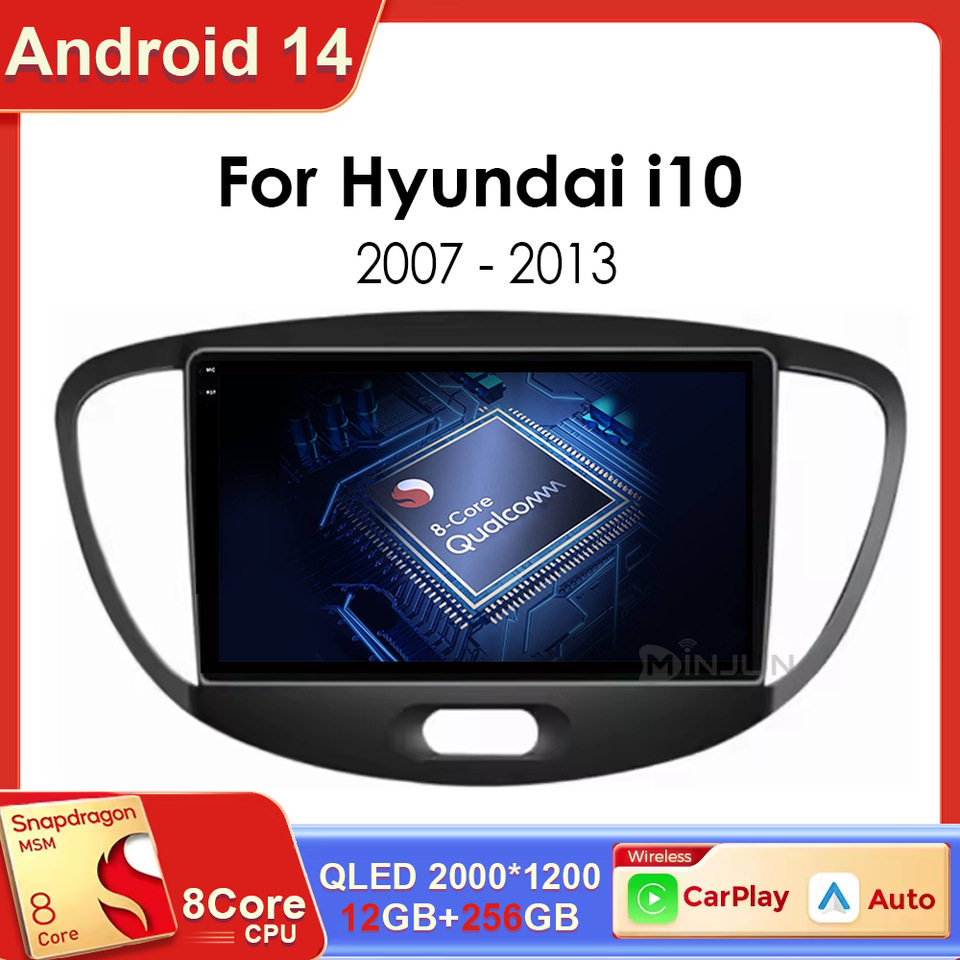 Android 14 Carplay Car Qualcomm Car Radio for Hyundai I10 2007 2008 2009