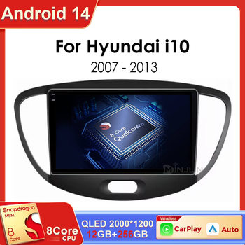 Android 14 Carplay Car Qualcomm Car Radio for Hyundai I10 2007 2008 2009