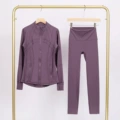 Iris purple jacket and cropped pants suit