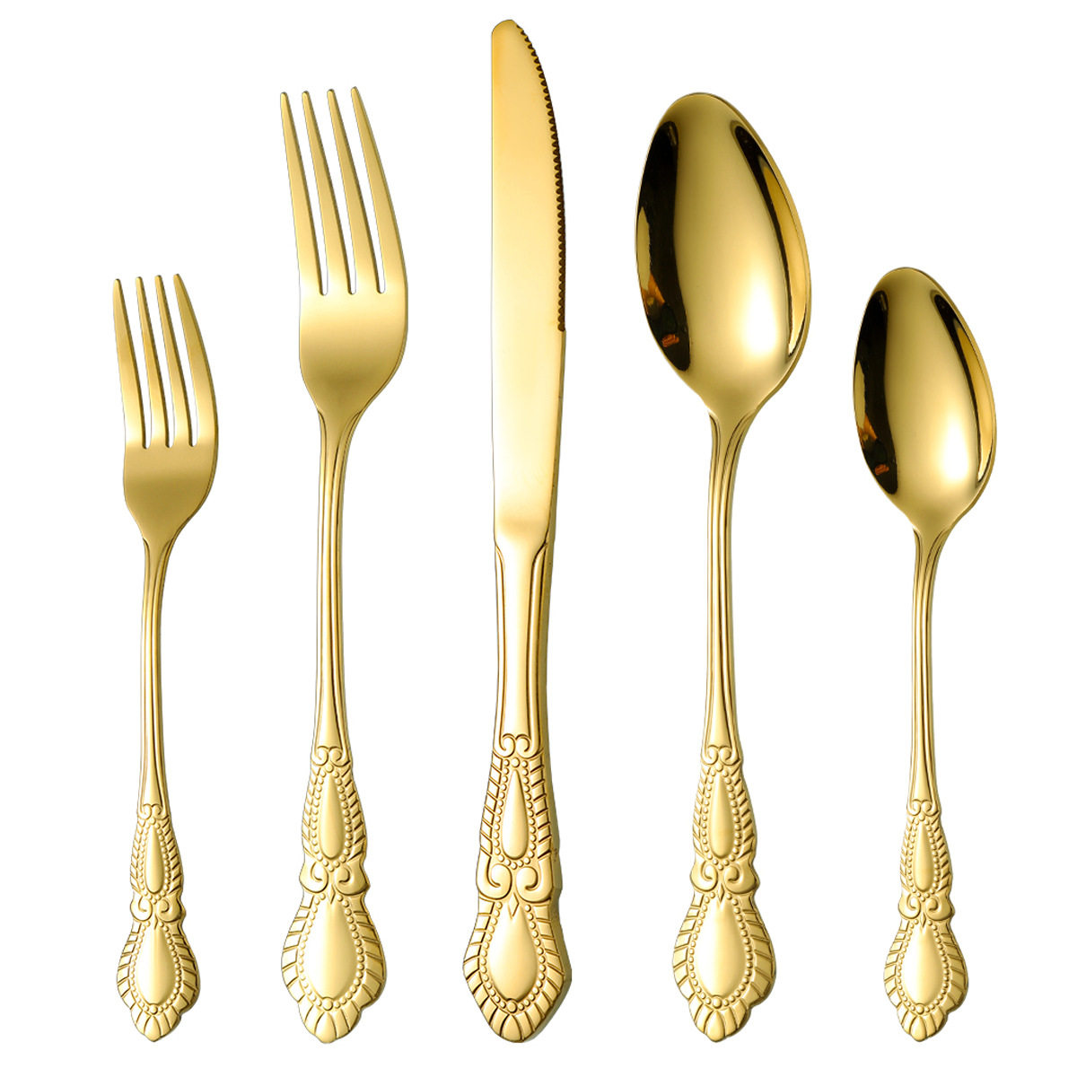 Cross-Border Amazon Stainless Steel Tableware Peacock Flower Knife, Fork and Spoon Set Western Steak Knife and Fork Hotel Dessert Spoon