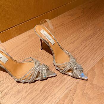 Sandals for Women 2024 Spring & Fall New High Heels Stiletto Pointed Toe Toe Rhinestone Elegant Transparent Crystal Shoes Wedding Shoes