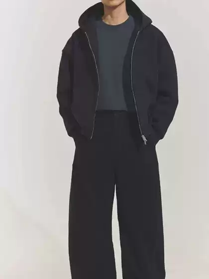 300g Unisex Cotton Hooded Sweatshirt Zip-Up Oversized Streetwear Casual Jacket for Men and Women