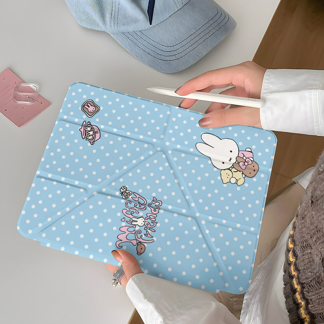 Blue Background Miffy Rabbit Ipada16 Tablet 10/9/8 Generation Air6/5 Protective Case Pro 11inch Mini7 Protective Case 5