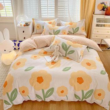Manufacturer Wholesale Spring and Autumn Thickened Brushed Four-Piece Set, Fresh Style Bed Sheet, Duvet Cover, Three-Piece Bedding Set, Gift