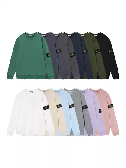 Cross-Border Stone 20Ss Stone Compass Badge Basic Pullover Functional Casual Men's and Women's Round Neck Sweatshirt Island