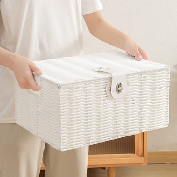 Cabinet Storage Box, Household Organizing Storage Box, Large-Capacity Clothing Box for Clothing and Toys, Imitation Rattan Weaving