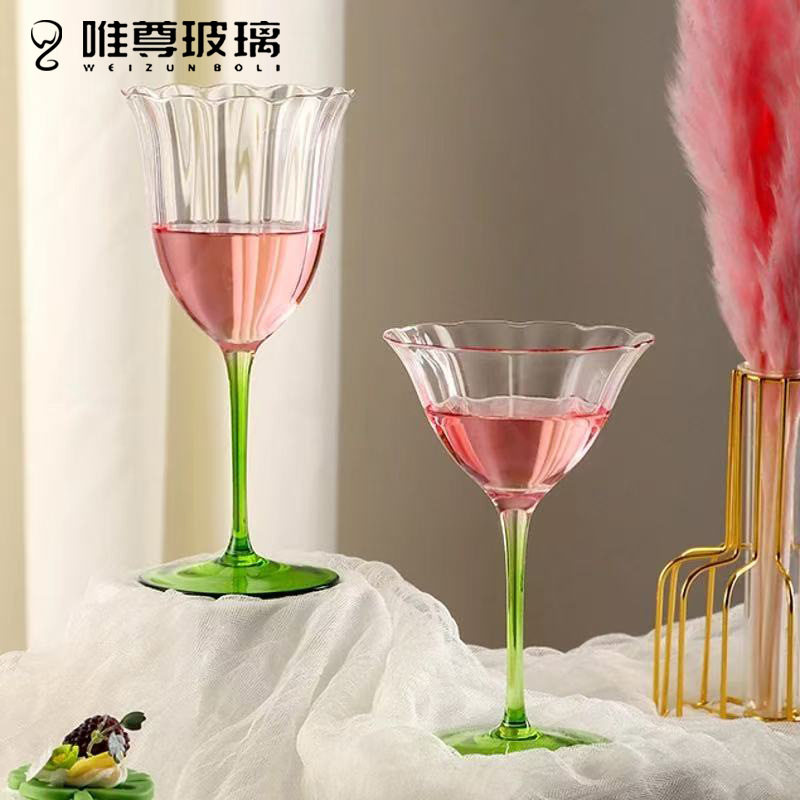 High-End Light Luxury Champagne Glasses, Vintage Floral Goblets, High-Value Crystal Cocktail Glasses, Exclusively for Foreign Trade and Cross-Border Sales