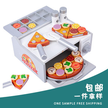 Children's play house kitchen toy wooden simulation girl cooking suit puzzle hands-on pizza chicele