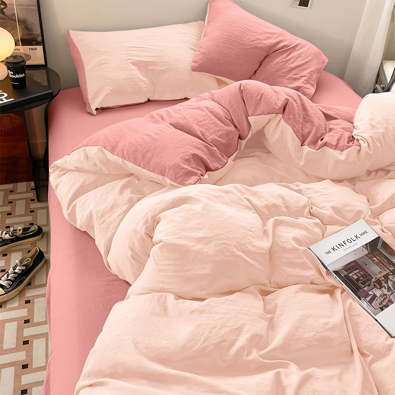 Class a Baby Cotton Washable Thickeneded Bed Sheetss and Quilt Covers for Sleeping Naked, Four-Piece Set, Super Soft and Waxy Dormitory Bed Three-Piece Set of Fitted Bed Sheetss