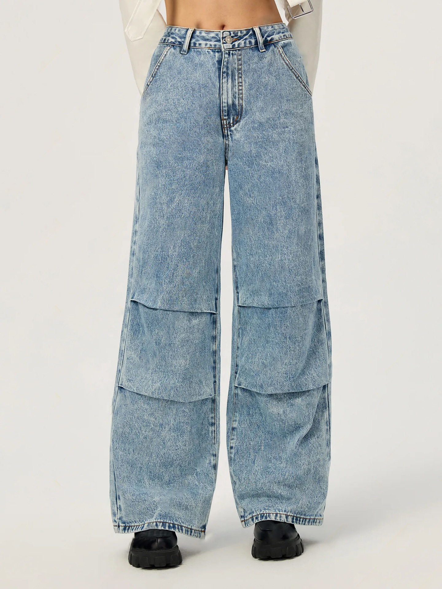 Womens Casual Straight Leg Wide Leg Jeans Stylish Design Comfortable Fit Versatile for Everyday Wear Ready to Ship