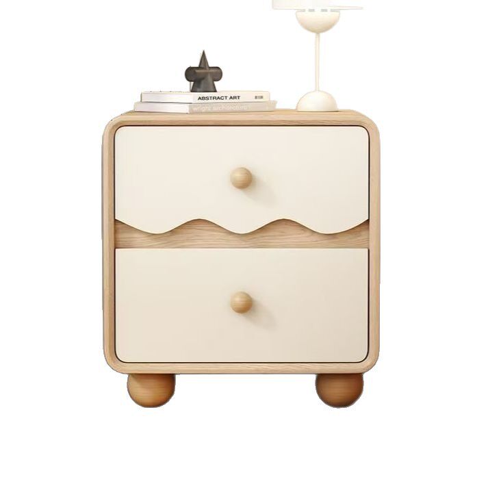 Ready Stock, Quick Delivery, Solid Wood Bedside Table, Light Luxury, High-End Feel, Wave Pattern Storage Cabinet, Home Bedroom, Simple Bedside Cabinet