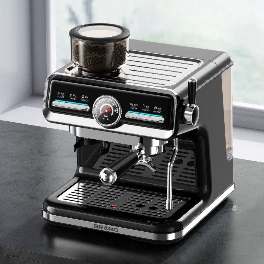 Cross-Border Italian Semi-Automatic Coffee Machine, Pump-Type Household Semi-Automatic Coffee Machine with Integrated Bean Grinding and Milk Frothing, Cold Brew Coffee Machine